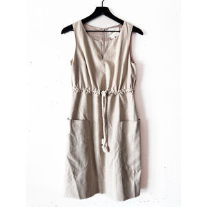 Anthropologie Maeve Flaxen Linen Cream Dress Women's Size 2